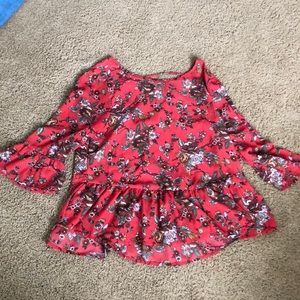 FLORAL CORAL BLOUSE